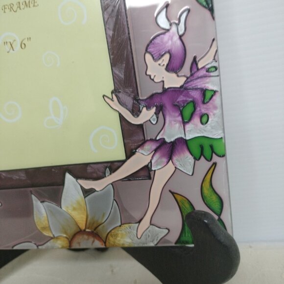 Hand painted sun catcher Picture Frame High Relief Flowers & Butterfly Fair - Picture 10 of 12